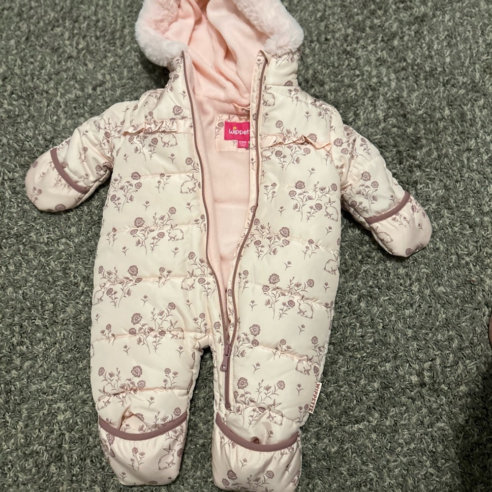 Wippette Pink Floral Baby Footie